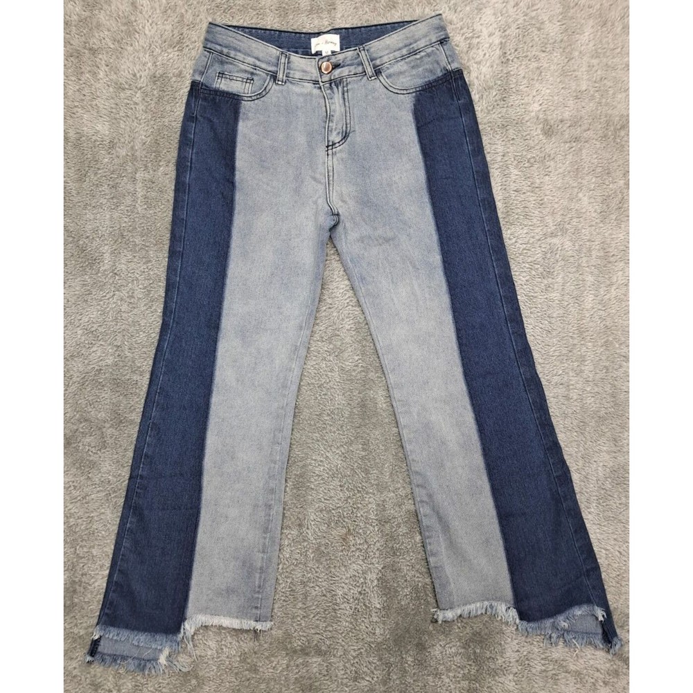 Love & Harmony Jeans Womens Sz Medium Two 2 Toned  Denim Blue Stretch Distressed